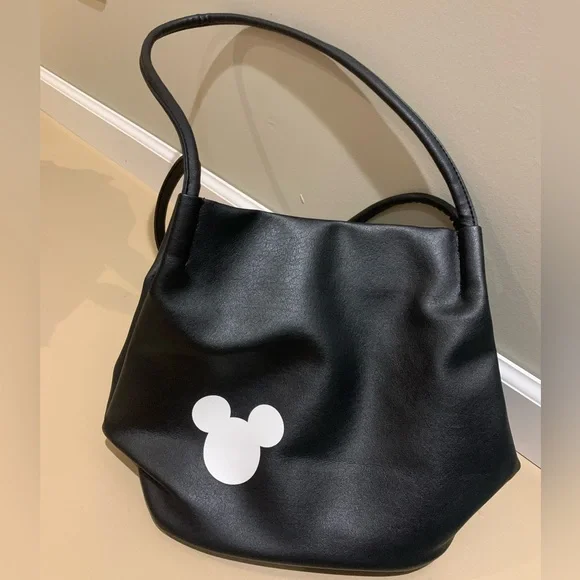 Black Tote Bag with White Mickey Mouse Design EUC - Picture 2 of 9